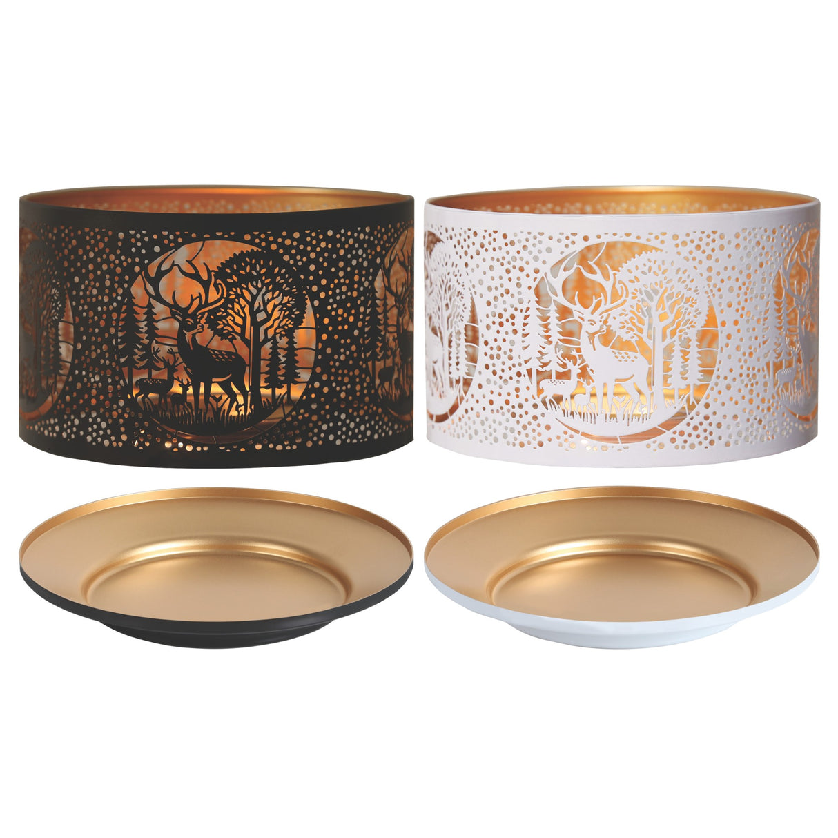 Aroma Jar Candle Metal Silhouette Shade & Tray Set Deer Design - Various Colours