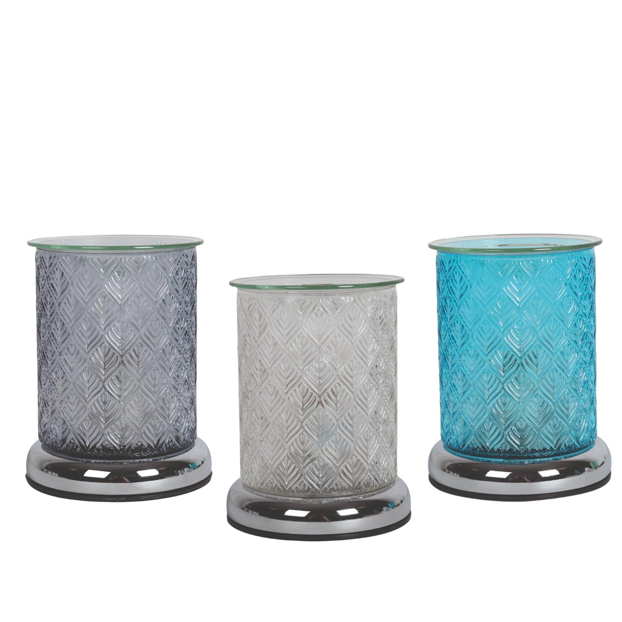Aroma Touch Electric Wax Melt Burner Leaf Textured Glass Various Colours