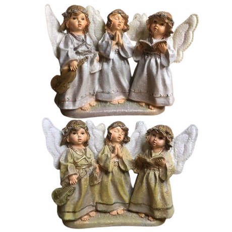 Christmas Festive Singing Choir Angels Figurine in Silver or Gold