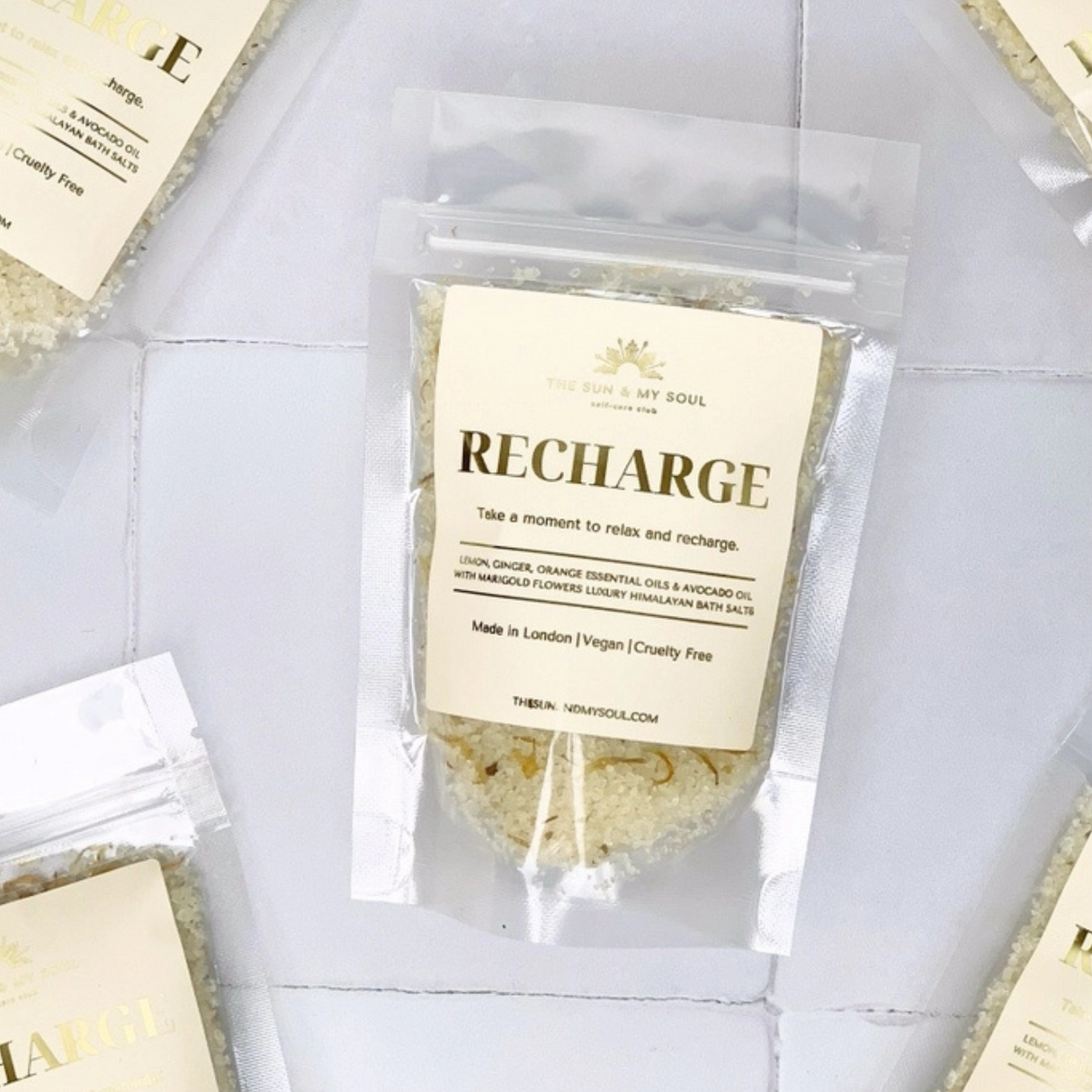 Recharge Luxury Himalayan Bath Salts Gift - Lemon Ginger  