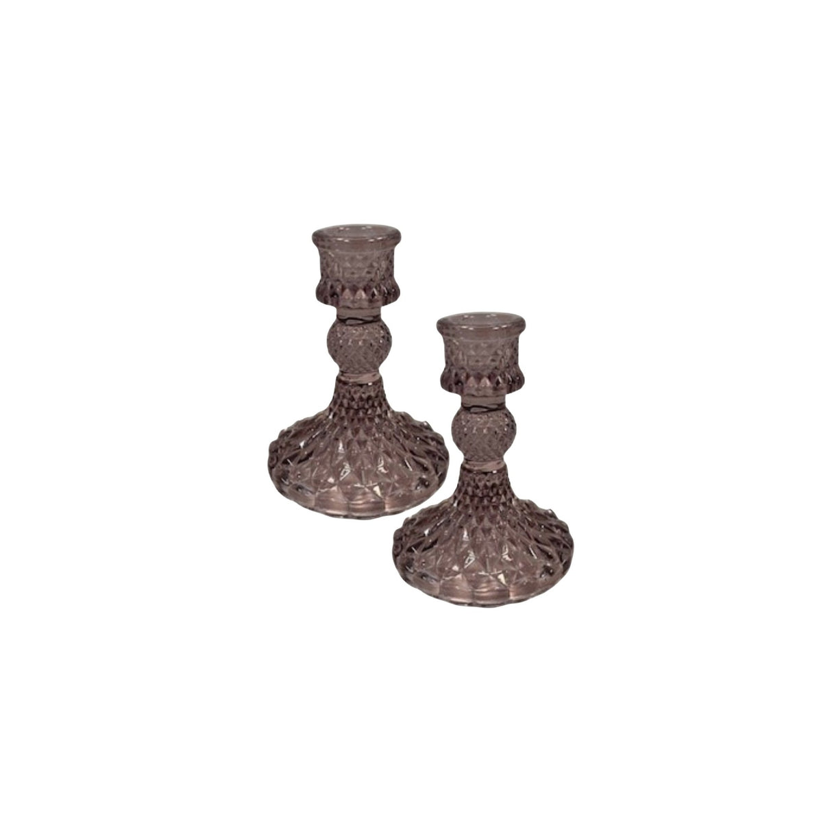 Satchville Glass Dinner Candle Holders - Amethyst Set of 2