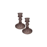 Satchville Glass Dinner Candle Holders - Amethyst Set of 2