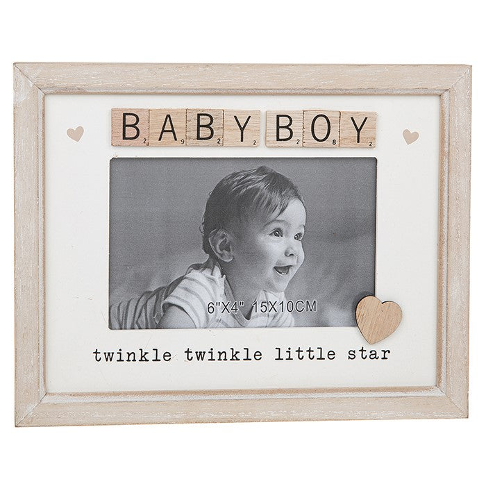 Scrabble Sentiments Baby Boy Photo Frame 6" x 4"