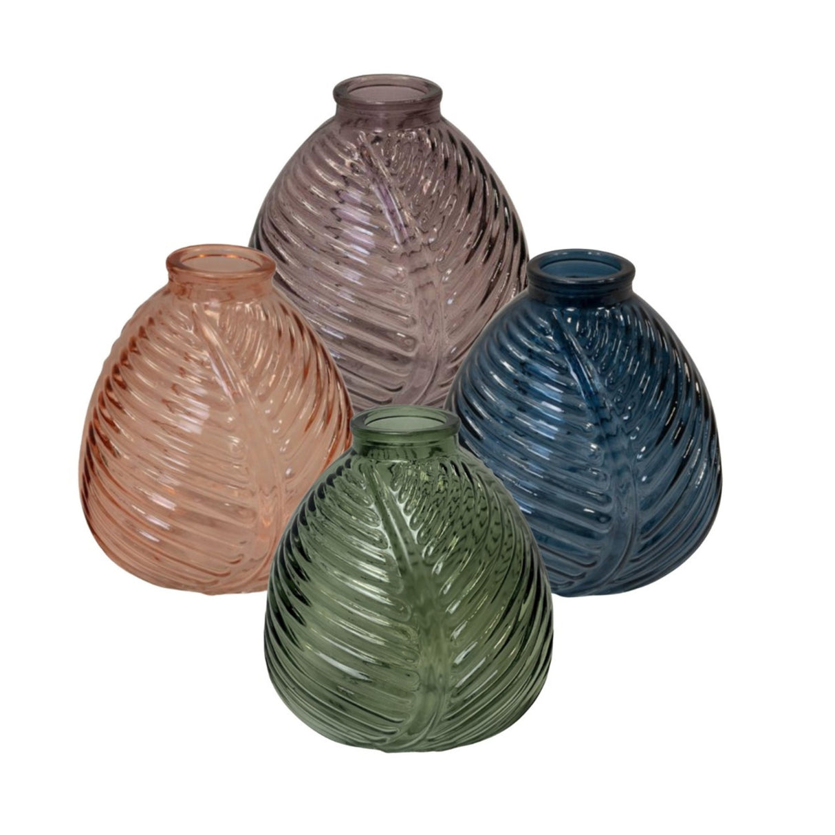 Satchville Glass Leaf Bottle Vases - Various Colours