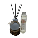 Woodside Round Blue Pastel Ceramic Reed Diffuser Vase with Woodside Luxury Refill