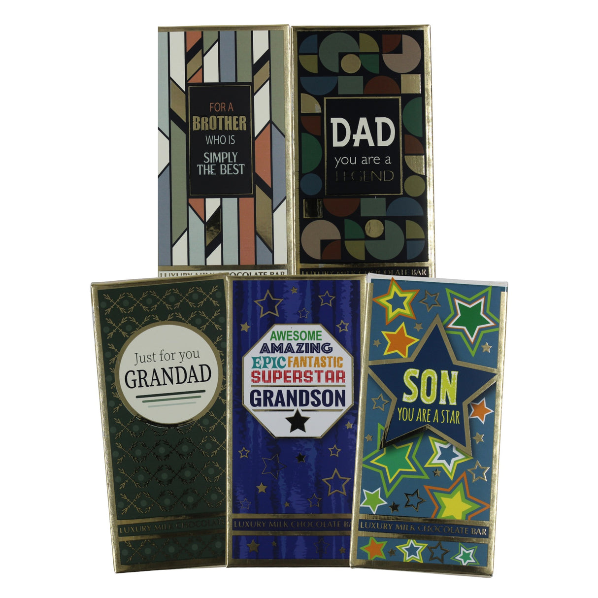 Luxury Milk Chocolate Greetings Bar - Various Male Relations