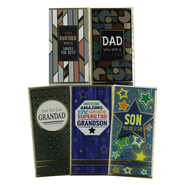 Luxury Milk Chocolate Greetings Bar - Various Male Relations