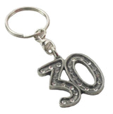 English Pewter Birthday Age Number Crystal Keyring - Various Ages