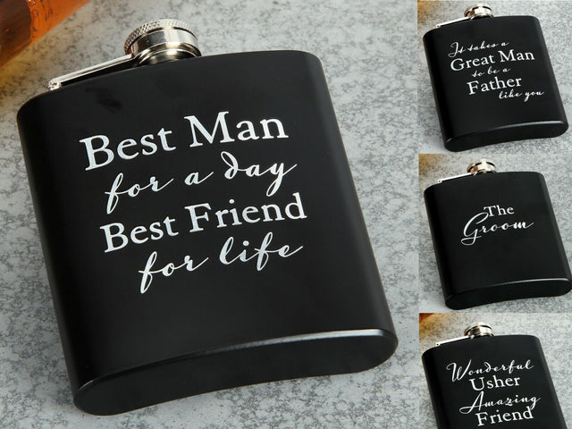 Amore Wedding Day Hipflask - Various Designs Father Groom Usher