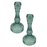 Pale Glass Medium Candlestick Candle Holder Set of 2 - Various Colours