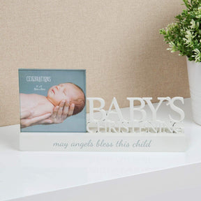 Celebrations Sentiment Word Block Photo Frame 4x4" - Baby`s Christening
