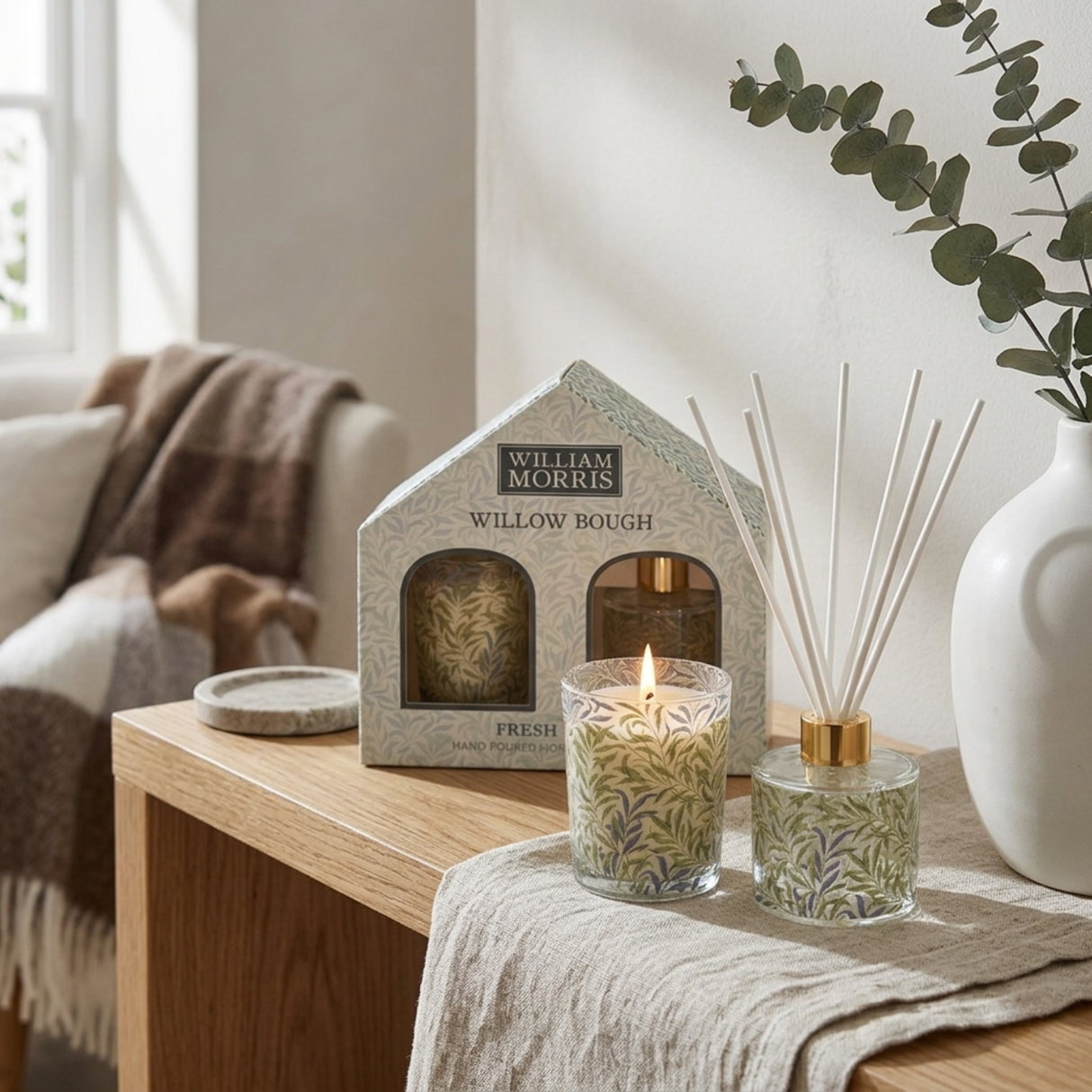 William Morris Candle & Reed Diffuser Gift Set - Willow Bough - lifestyle