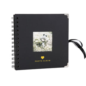 Woodside Home Living Metal Corner Scrap Book Style Photo Album 17cm x 17cm black