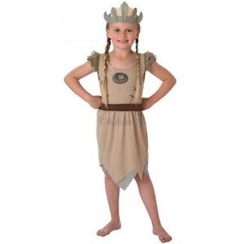 Childs Viking Girl School History Dress Up Fancy Dress Costume Outfit Age 3 - 6