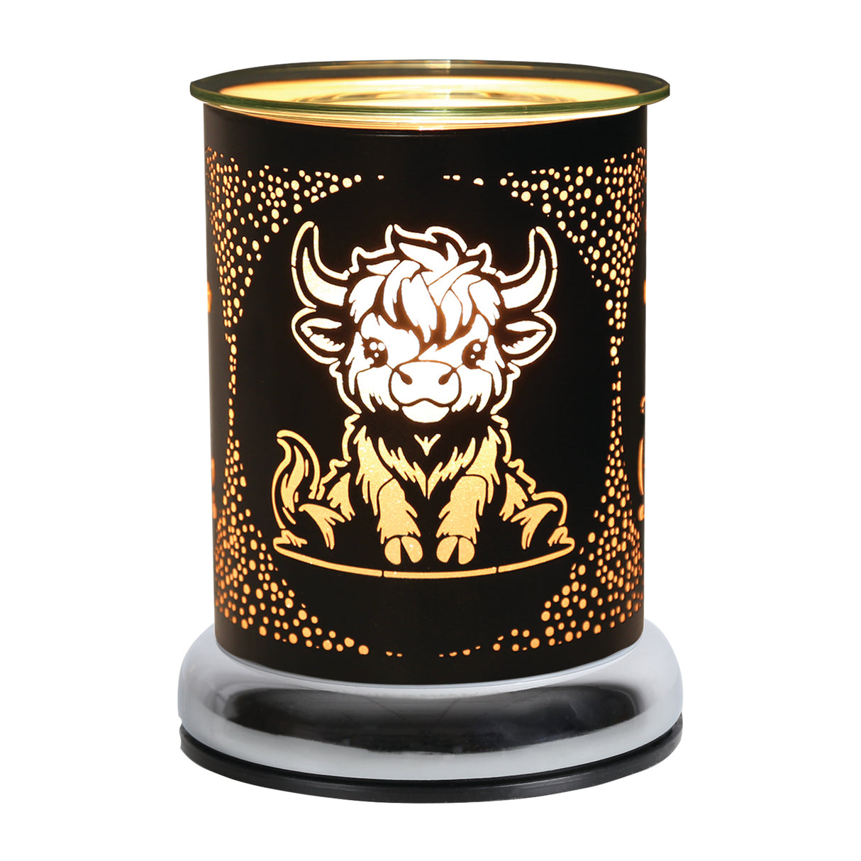 Aroma Electric Wax Melt Burner Touch - Black & Gold Highland Cow