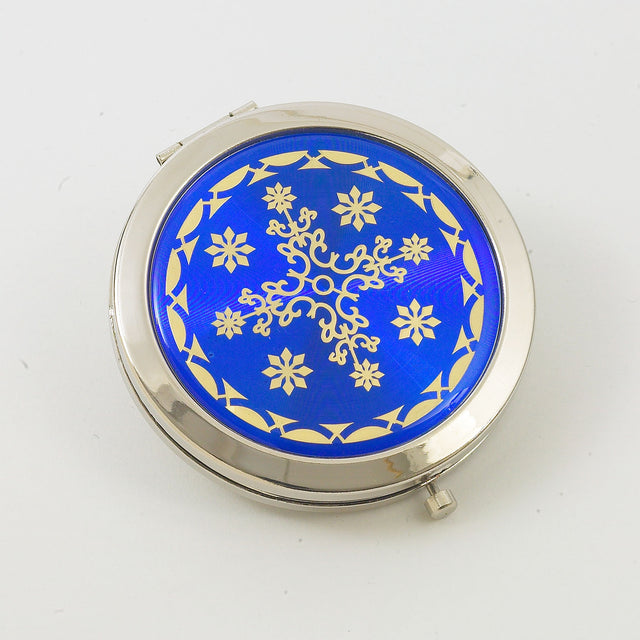 Compact Mirror -  Blue & Gold Pattern