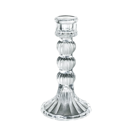 Glass Dinner Candle Holder Ribbed Design - Various Sizes	