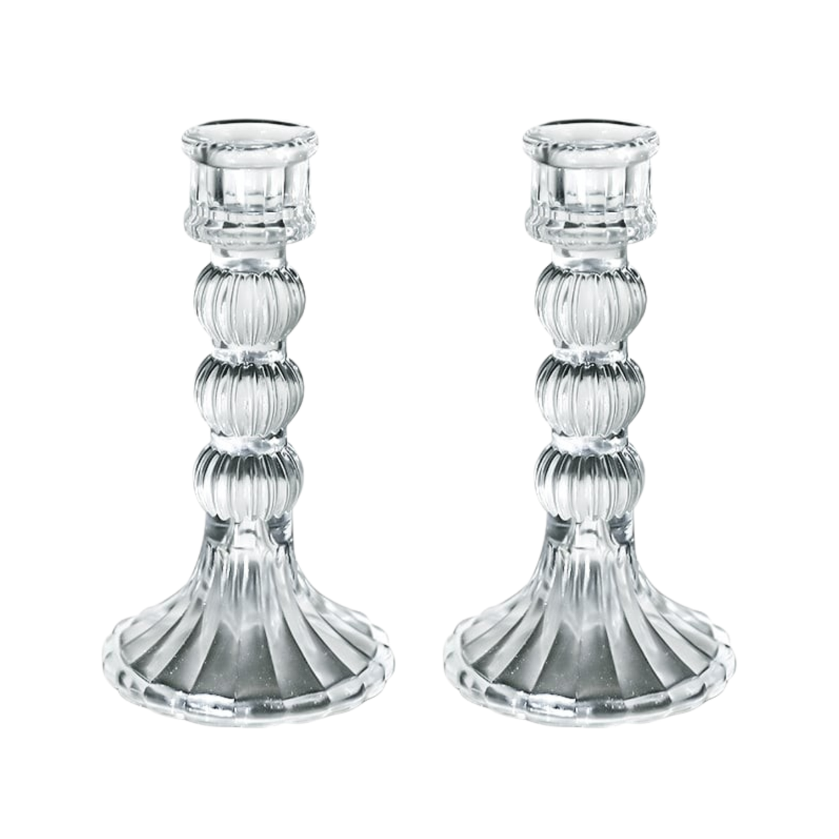 Glass Dinner Candle Holder Ribbed Design - Various Sizes	