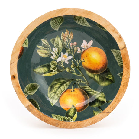 24cm orange blossom design mango wood bowl