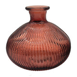 Set of 2 Ribbed Glass Vases 14x13cm - Various Colours