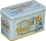 New English Teas Vintage Victorian Tea Tin with 40 Decaffeinated Afternoon Tea Bags - Blue