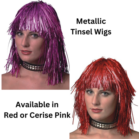 Metallic Tinsel Wig 70's Disco Hen Night Womens Fancy Dress