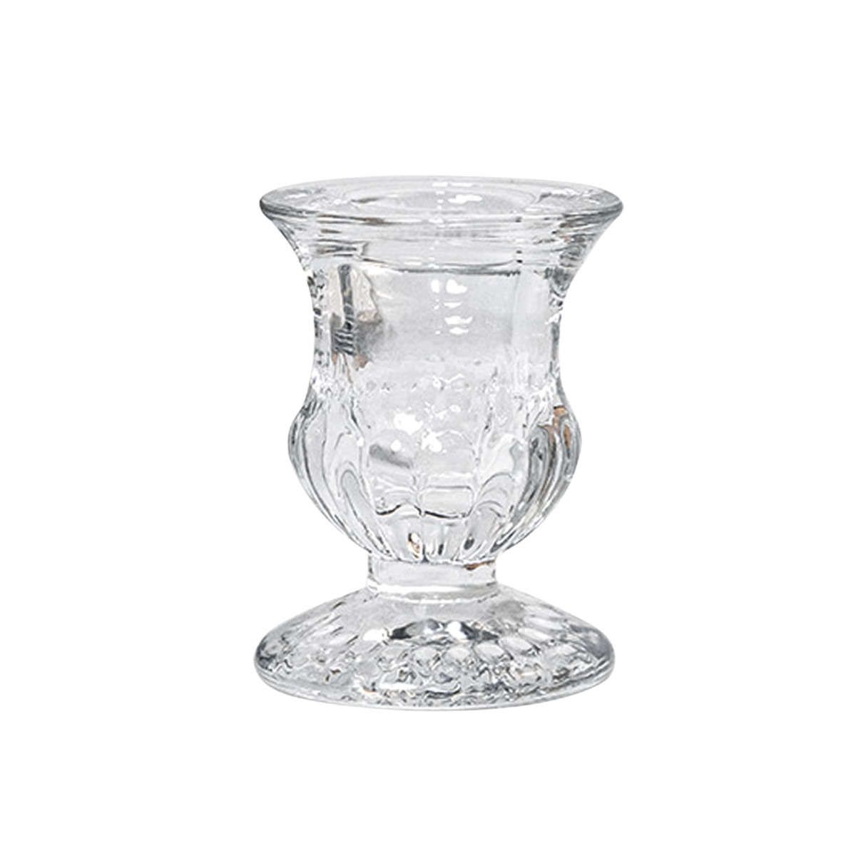 Clear Glass Candlestick Holders (6.8cm) - Petal Design