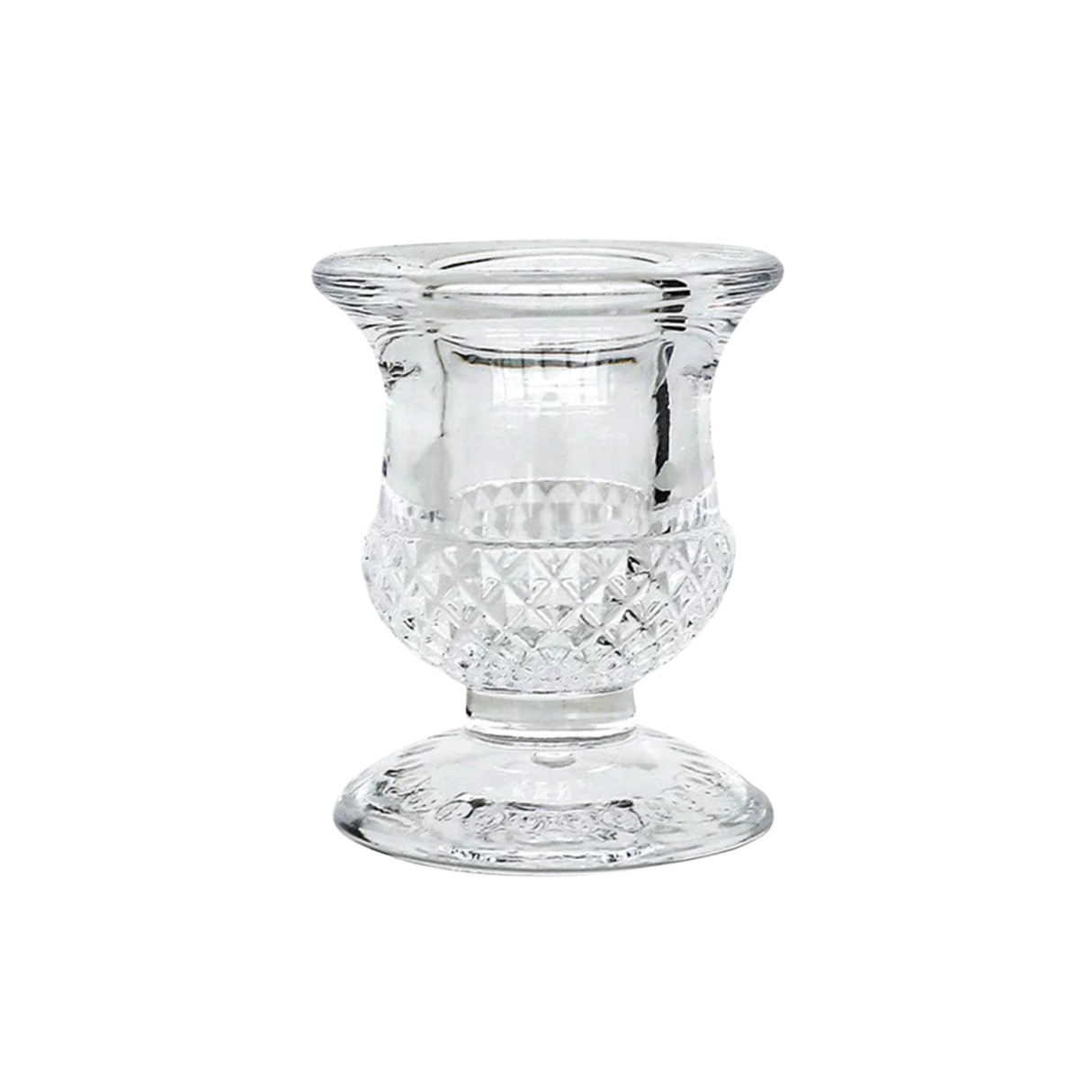 Clear Glass Candlestick Holders (6cm) - Acorn Design