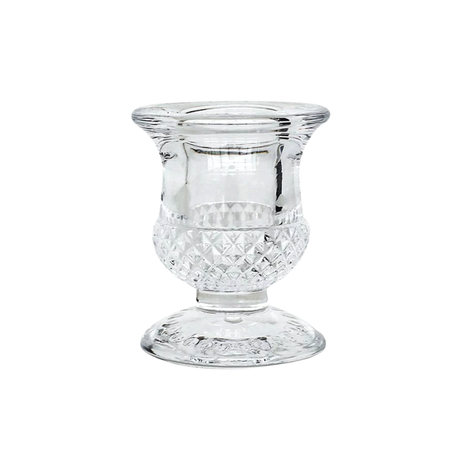 Clear Glass Candlestick Holders (6cm) - Acorn Design