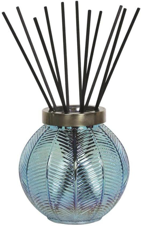 aqua ribbed reed diffuser vase 