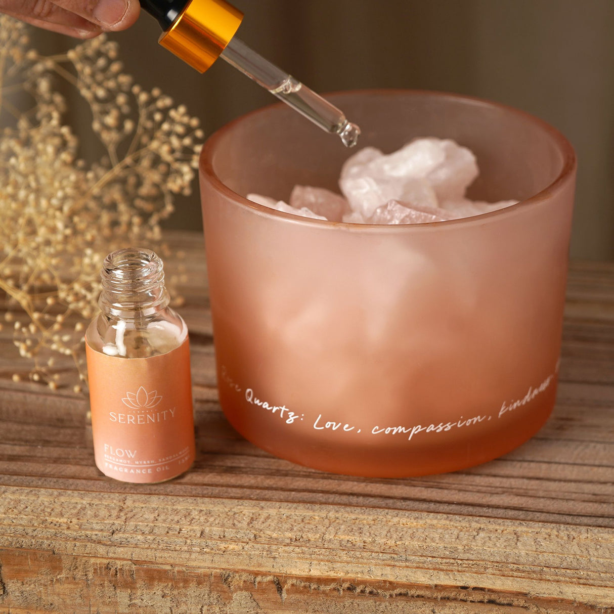 erenity Crystal Bowl Diffuser & Fragrance Oil - Rose Quartz