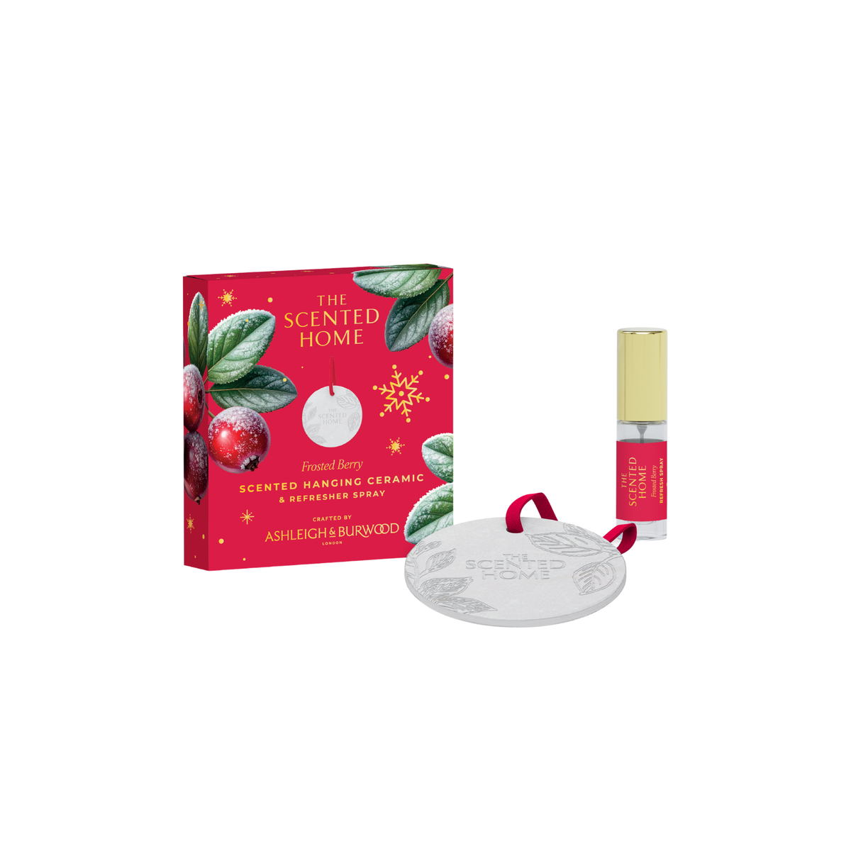 Ashleigh & Burwood Scented Home Hanging Ceramic & Refresher Spray - Frosted Berry