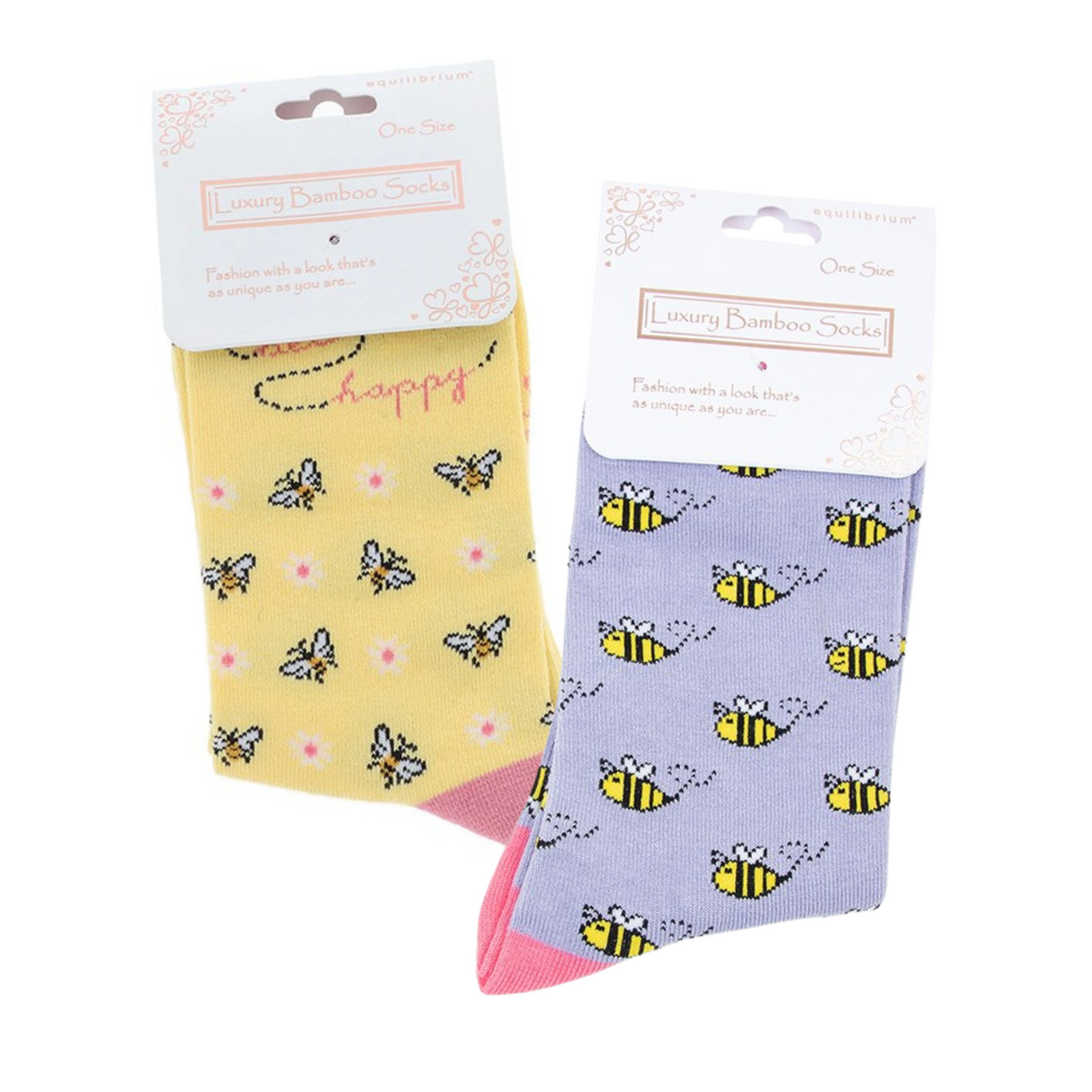 Bamboo Socks Bee Happy - Lemon Or Lilac Ladies Socks