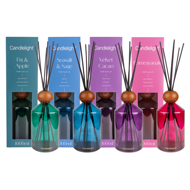 Candlelight 1000ml Geometric Reed Diffuser - Various Fragrances