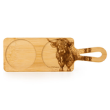 Set of 2 Bowls on Bamboo Tray - Highland Cow