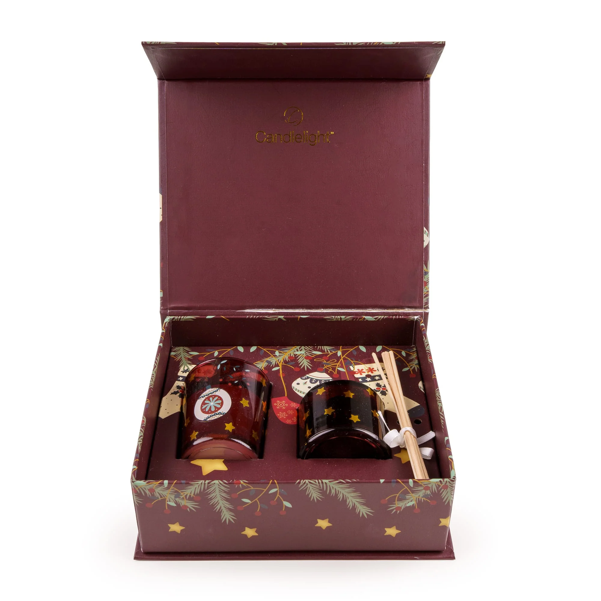 Candlelight Votive & Reed Diffuser Gift Set - Christmas Stockings & Baubles
