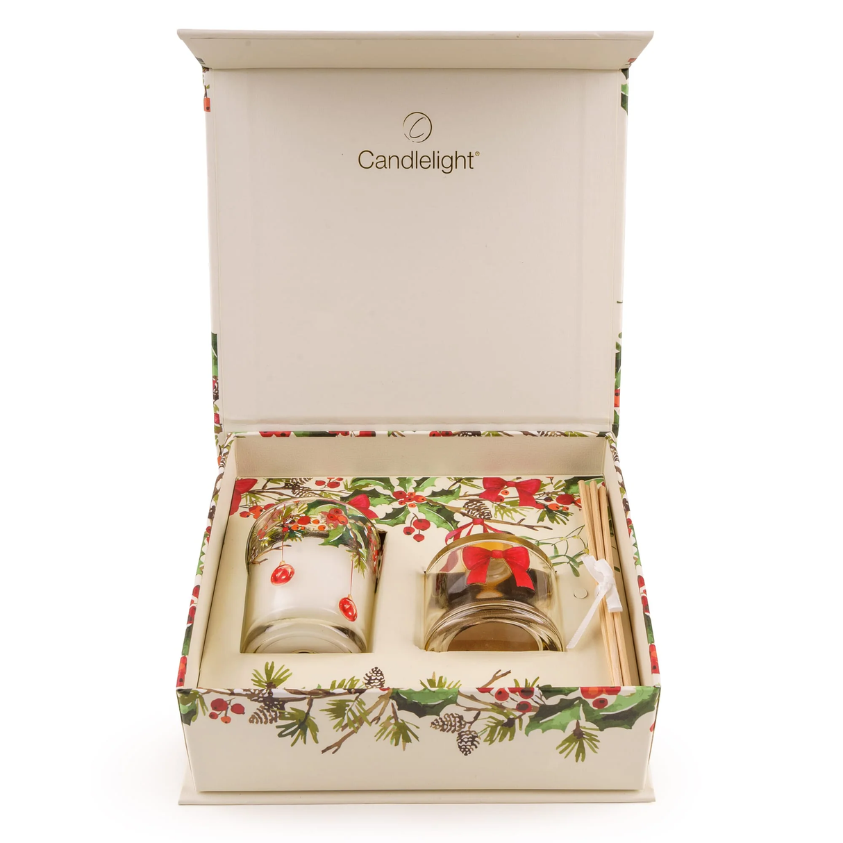 Candlelight Votive & Reed Diffuser Gift Set - Christmas Ribbons and Bows