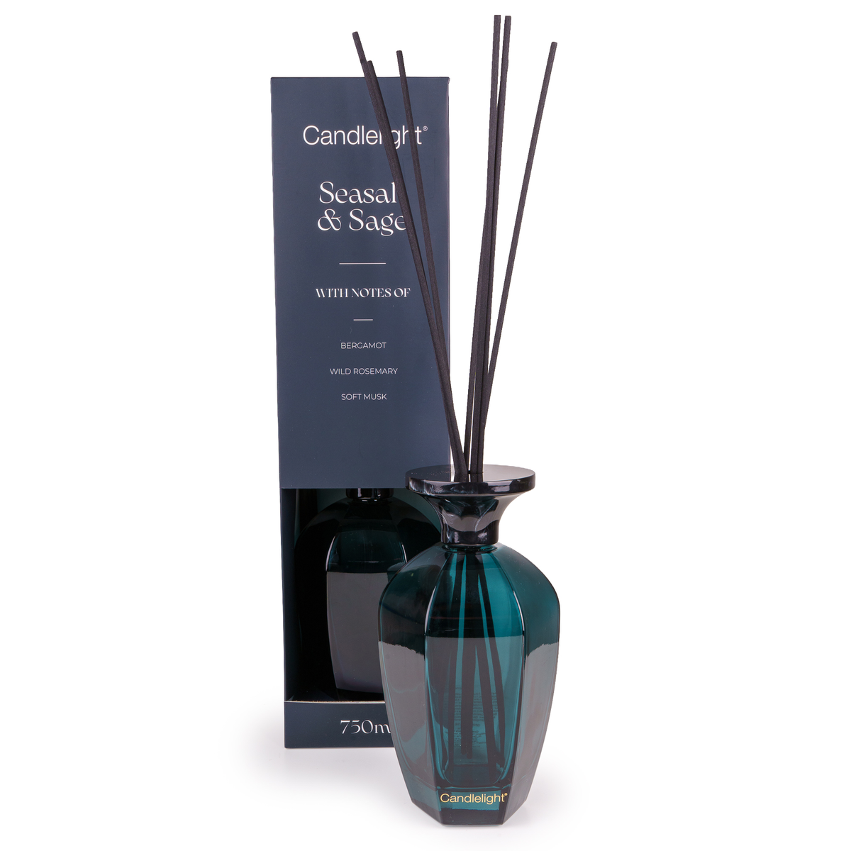 Candlelight 750ml Hexagonal Reed Diffuser - Seasalt & Sage