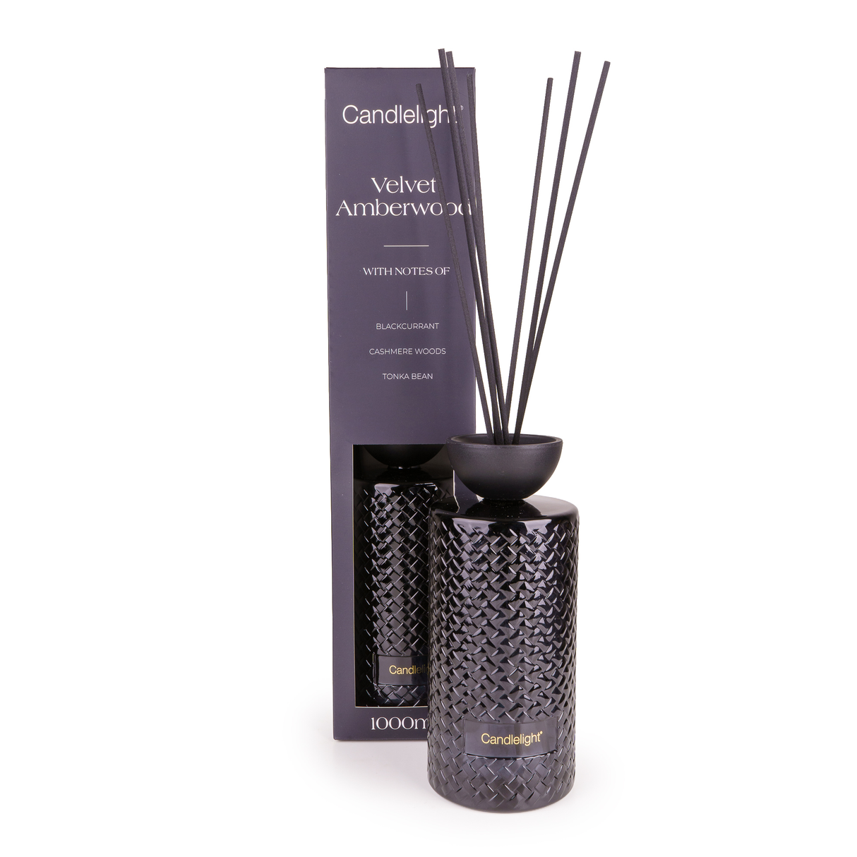 Candlelight 1000ml Embossed Reed Diffuser - Velvet Amberwood