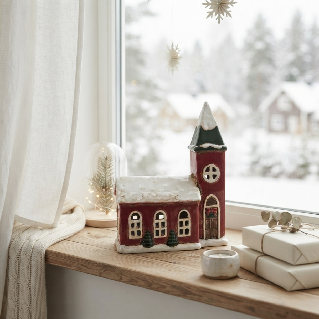 Village Pottery Christmas Collection Tea Light Holders - Various Churches