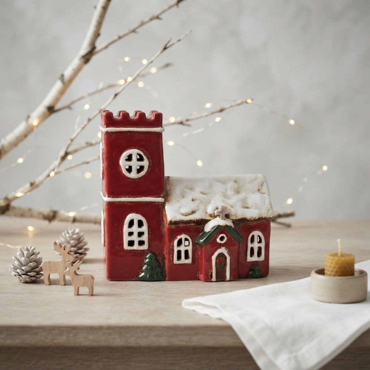 Village Pottery Christmas Collection Tea Light Holders - Various Churches