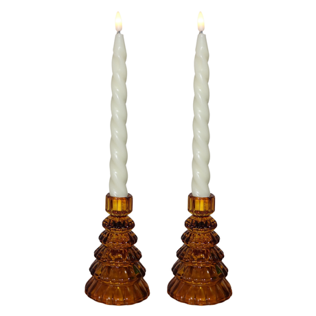 Large Christmas Tree Candle Holders - Set of 2 Champagne Gold