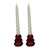 Small Christmas Tree Candle Holders - Set of 2 Holly Berry Red