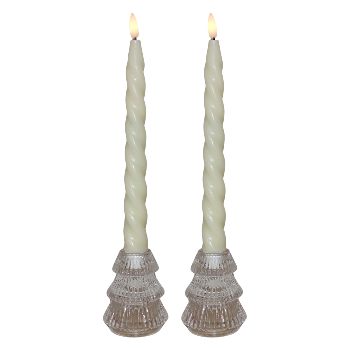 Small Christmas Tree Candle Holders - Set of 2 Winter Ice