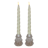 Small Christmas Tree Candle Holders - Set of 2 Winter Ice