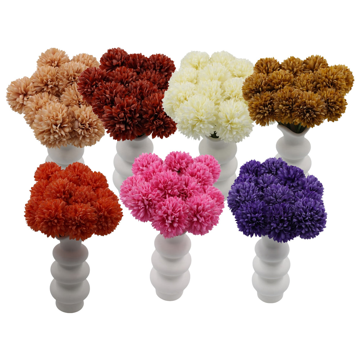 Woodside Home Living 12 Artificial Chrysanthemum Ball Flowers - Various Colours