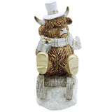 Christmas LED Light Up Highland Cow Figurine - Sledging