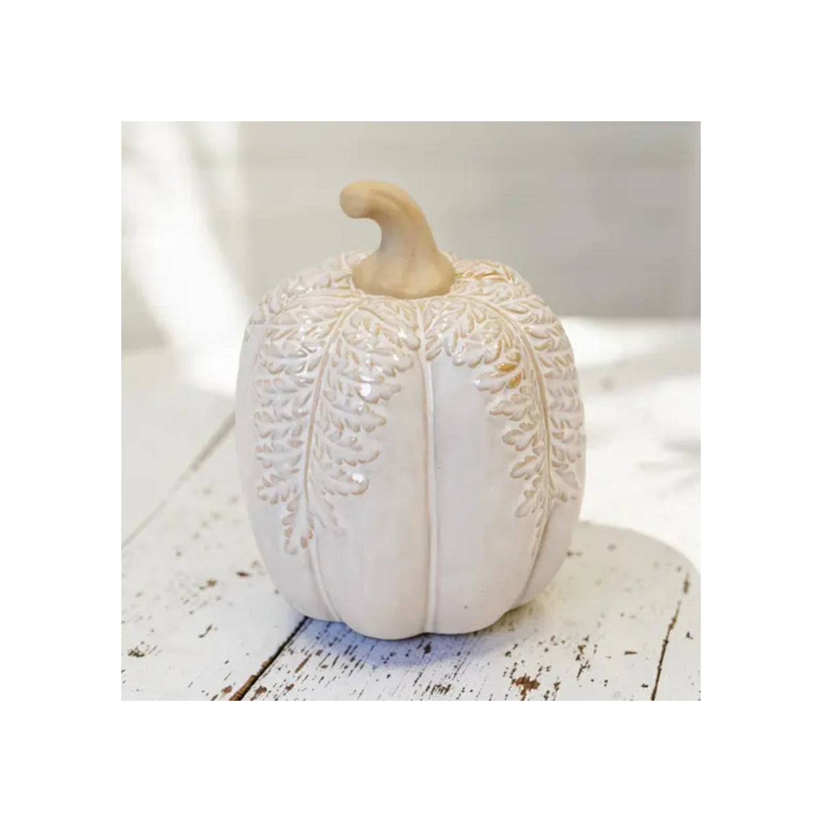 Natural Glazed Pumpkin Ornament - Tall Large