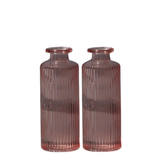 Satchville Ribbed Glass Bottle Vases 13cm - Rose Set of 2