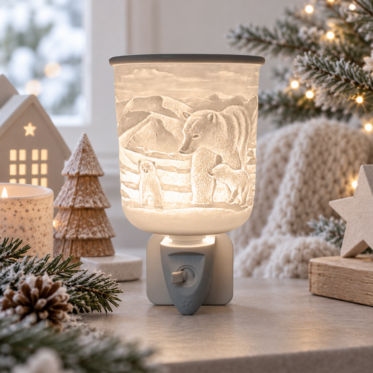 Cello Porcelain Plug In Electric Wax Melt Warmer - Polar Bear